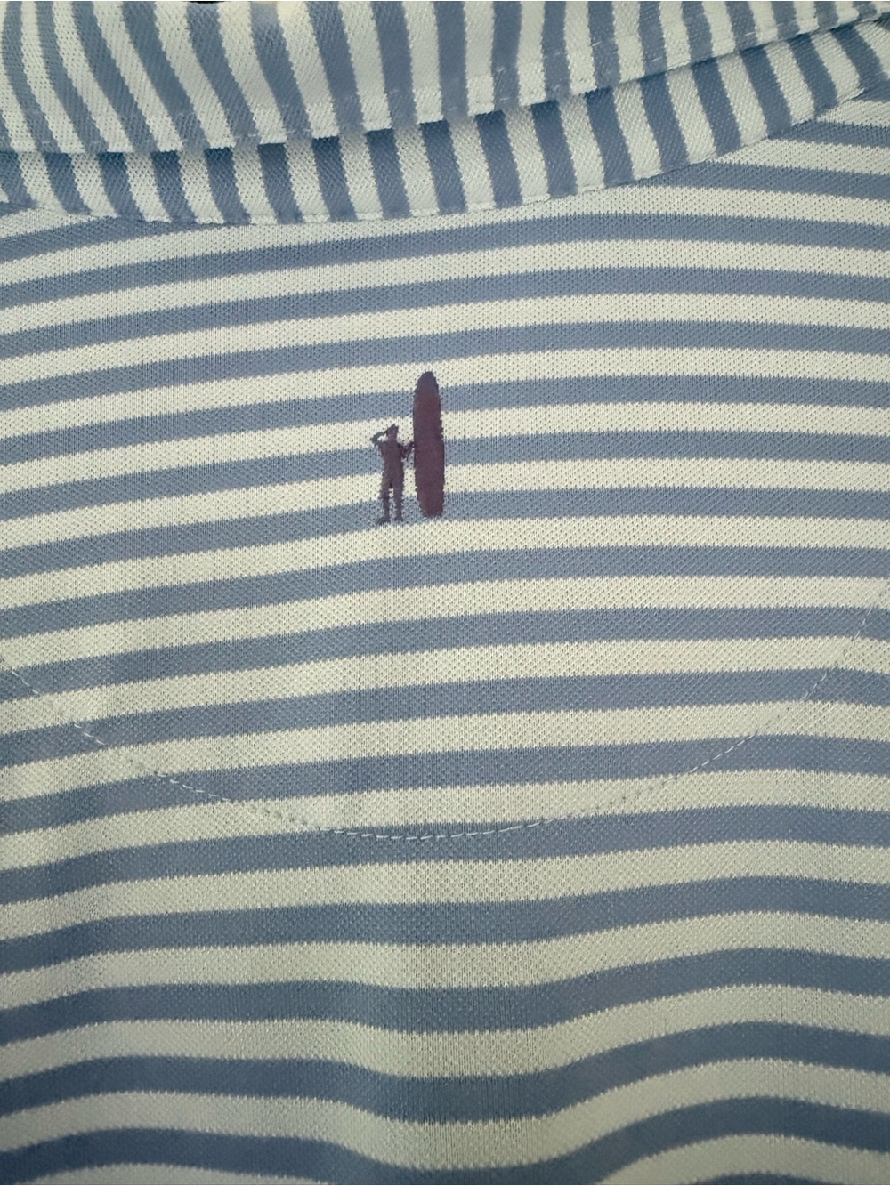 johnnie-O Light Blue and White Striped Performance Polo Virginia Logo 1924 | M - Picture 6 of 7